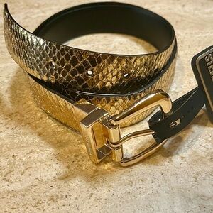 Steve Madden Gold tone Faux Snake Skin Belt NWT